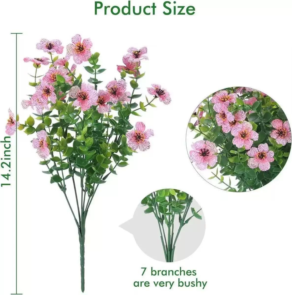 7 Heads 35 Mesh Eucalyptus Violet Light Pink 21 Bunches