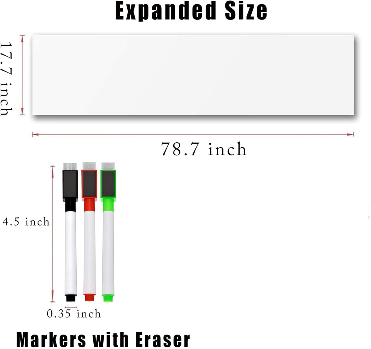 Dry Erase Sticker for Wall White Board Paper with 3 Markers Self-Adhesive Message Board Decal Cuttable Whiteboard Sticker Self-Adhesive White Board Roll — image 2