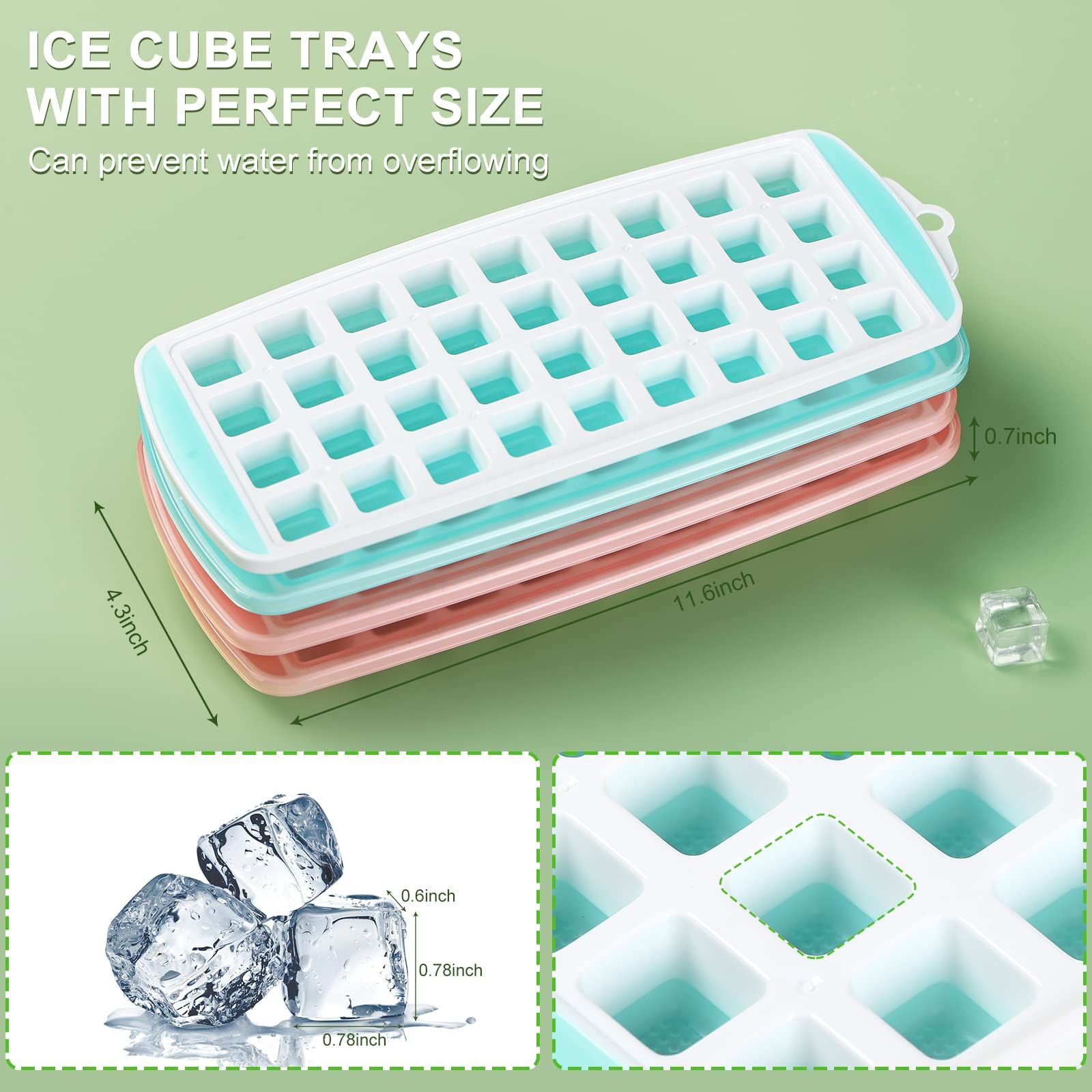 4 Pack Mini Ice Cube Trays with Lid, Stackable Ice Trays Set for Freezer, Molds Easy Release Crushed Ice Cube for Chilling Whiskey — image 5