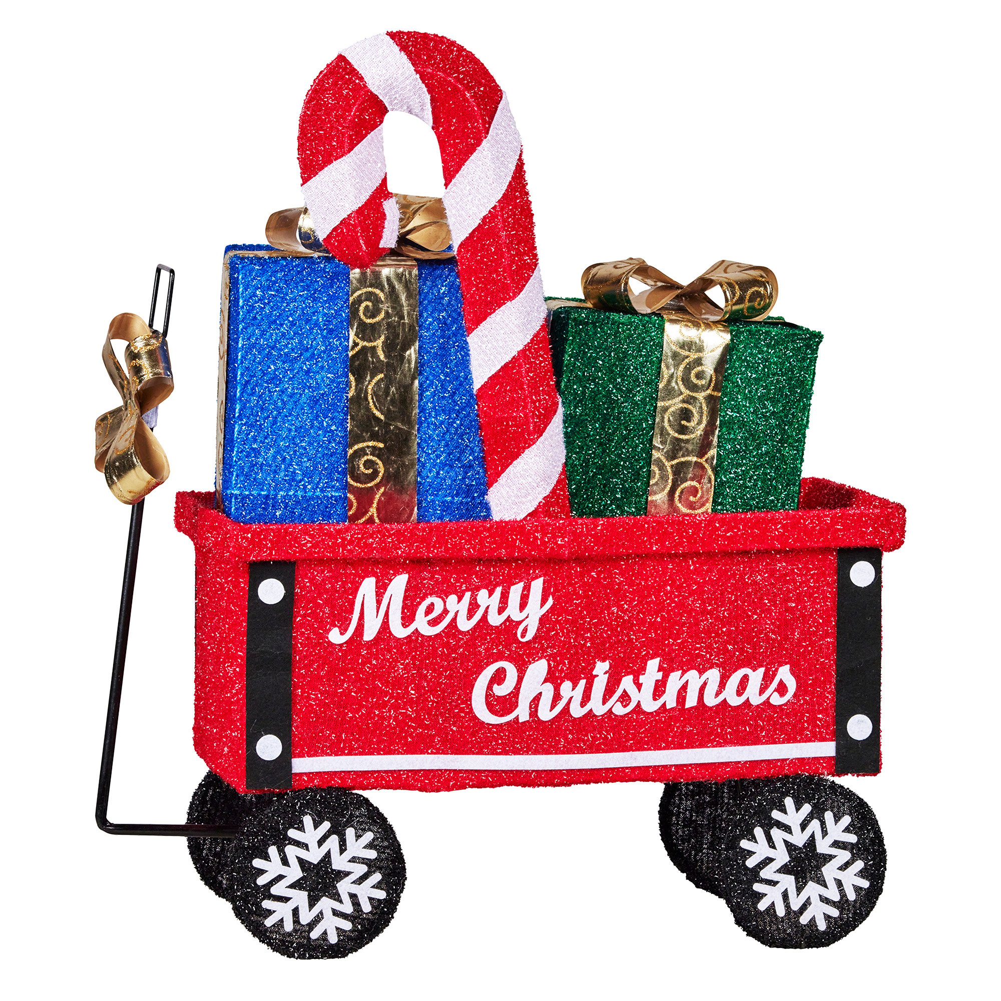 Christabelle Christmas Cart Display w/Candy Cane & Presents Warm White LED Lights Wire Frame Structure Indoor & Outdoor — image 4