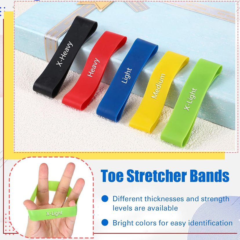 Foot Wake Latex Finger Resistance Band Set 2-30lbs Black finger pull ring arch training band 25-30lbs — image 4
