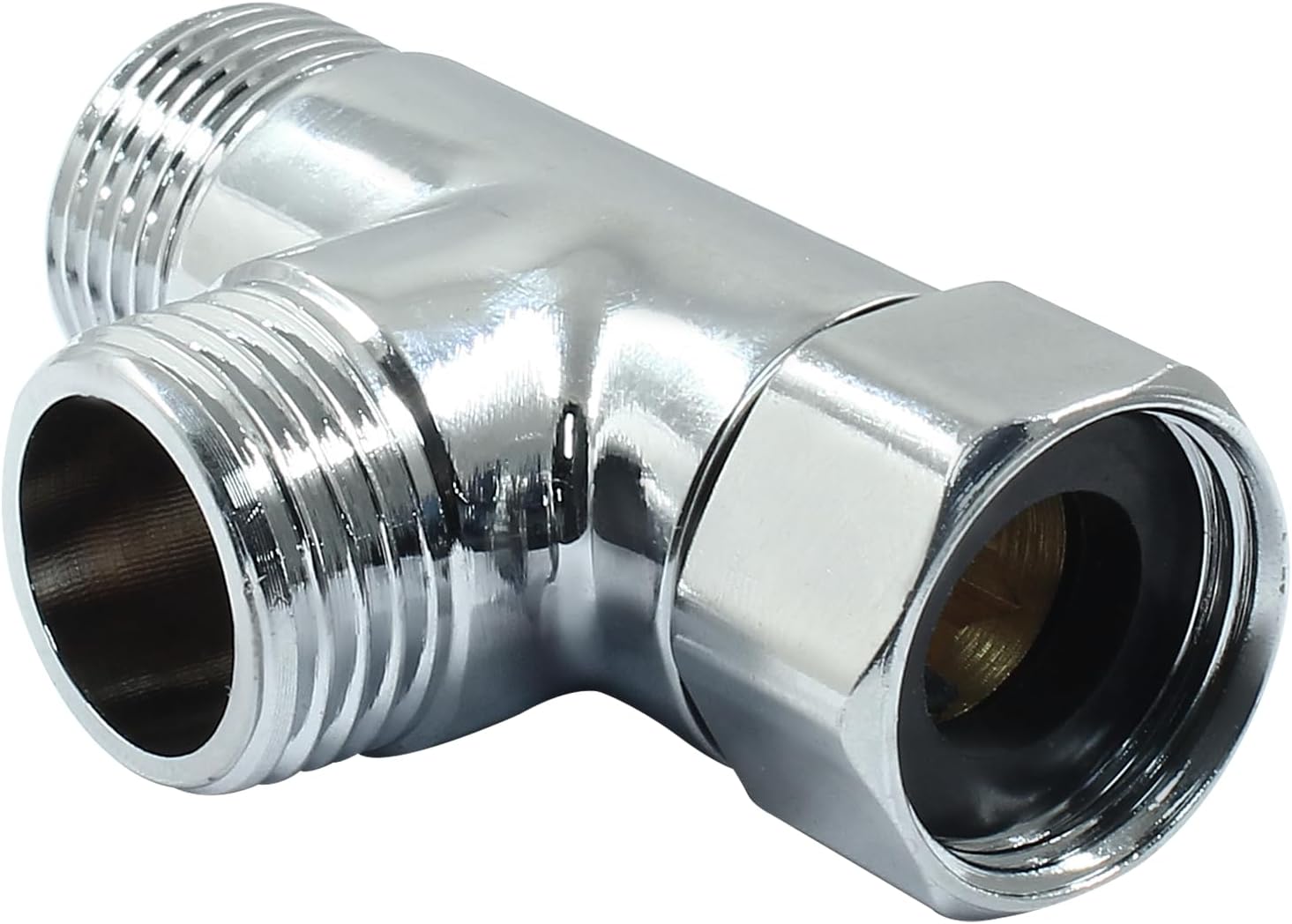 G1/2" 3 Way Diverter Valve, Solid Brass Tee Adapter Connection for Bath Shower Arm, Bidet Sprayer Faucet (Silver) — image 4