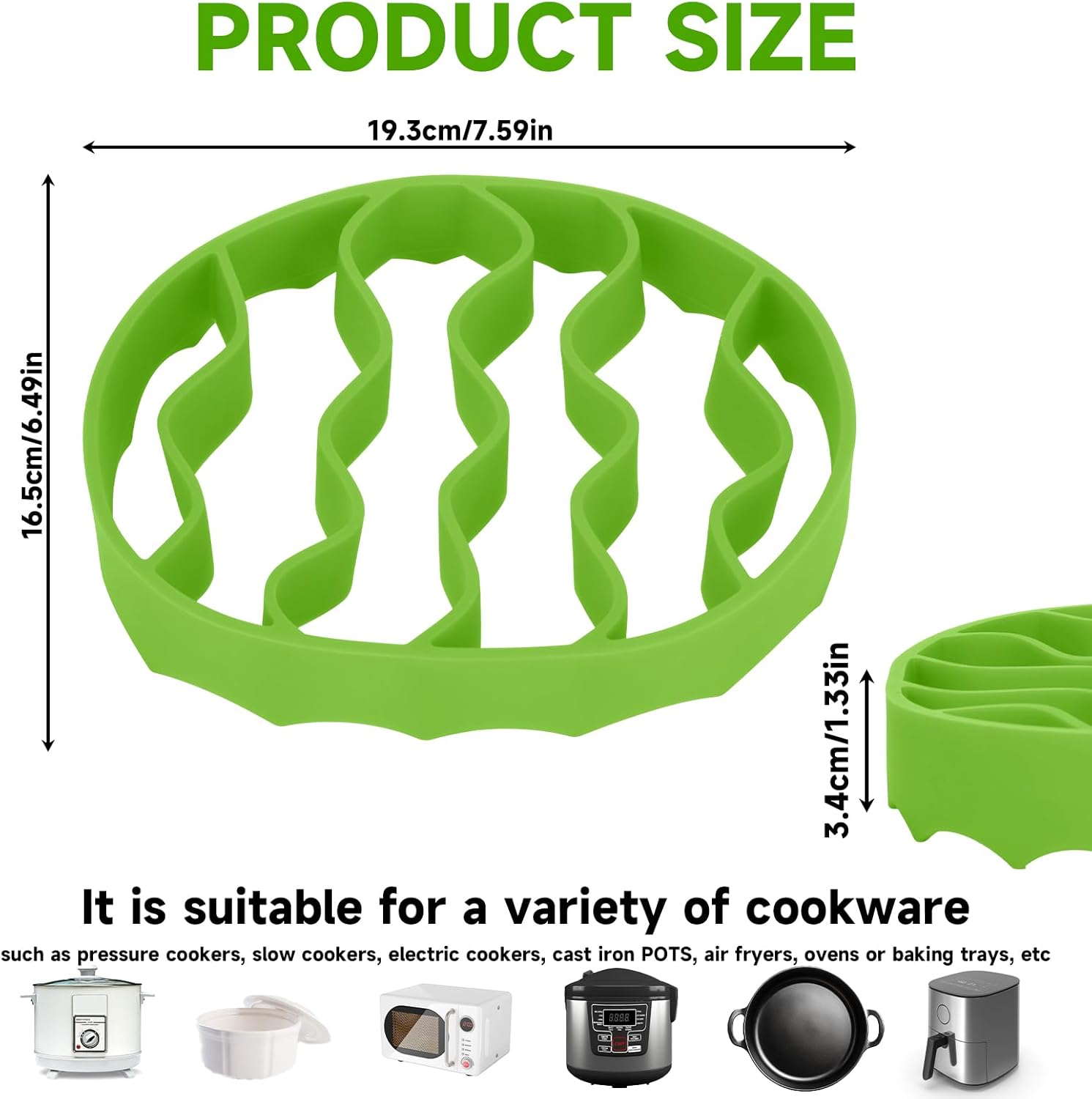 Silicone Roasting Rack, Silicone Cooker Rack Kitchen Cooking Accessories for Baking Cooking Steaming Cooling (Green) — image 2