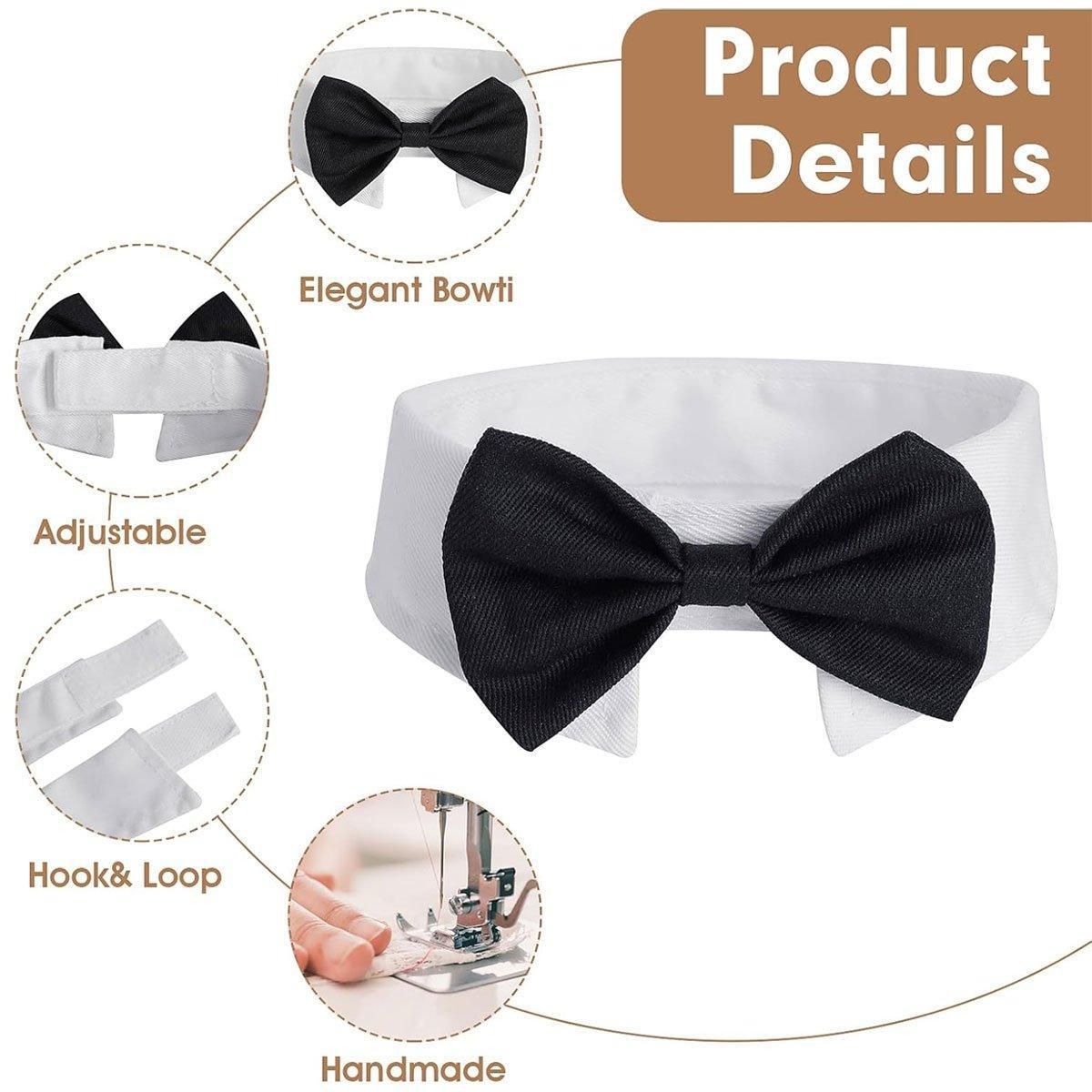 2pcs Pet Bow Tie Collar Dog Cat Suit Dress Accessories Adjustable Neck Strap - S — image 5