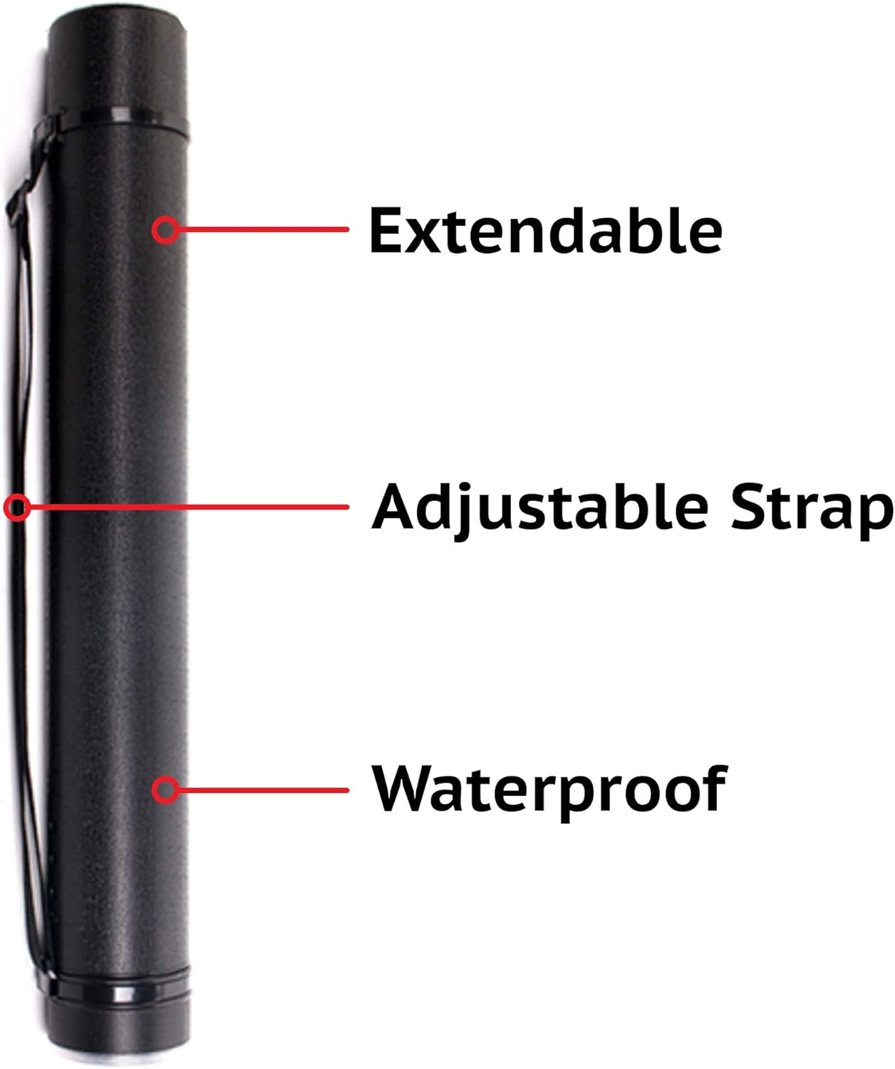 2-Pack Extendable Poster Tubes Expand from 24.5” to 40” with Shoulder Strap | Carry Documents, Blueprints, Drawings and Art | Black Portable Durable Round — image 4