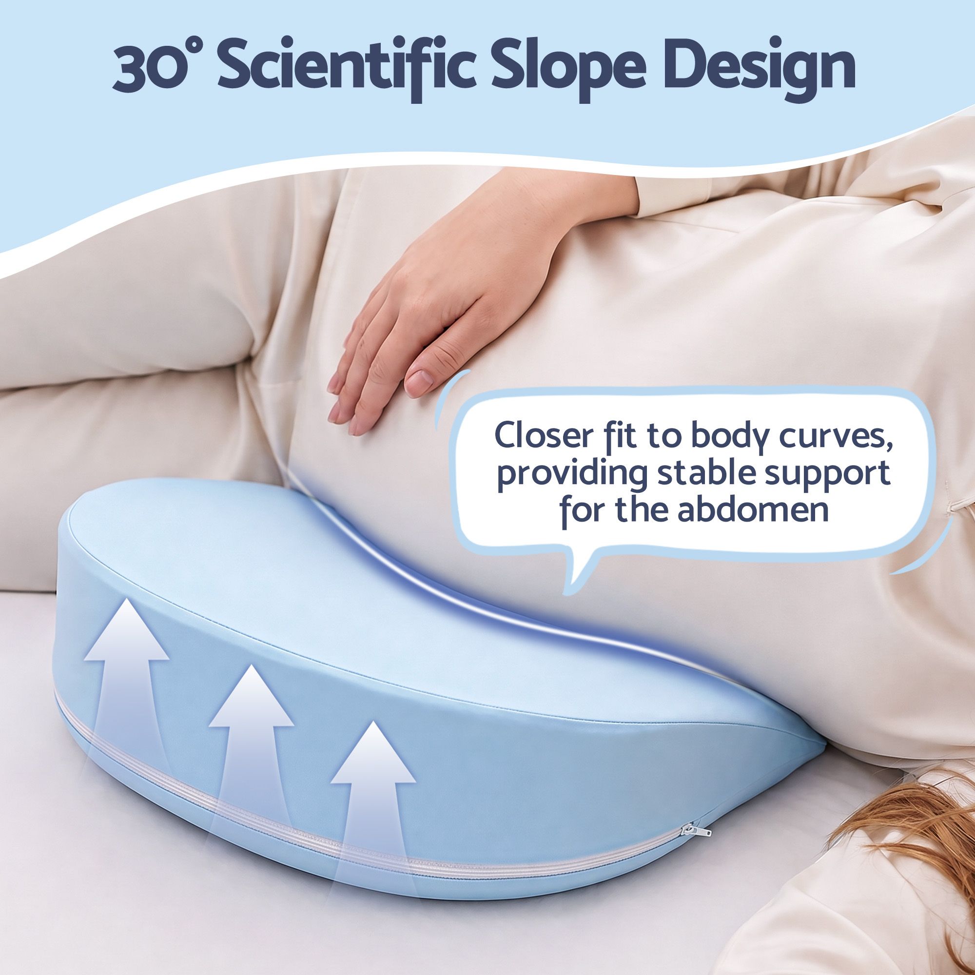 Giselle Bedding Memory Foam Pregnancy Pillow Adjustable with Concave Curve Design, Support for Back, Belly, and Hips, Blue — image 3