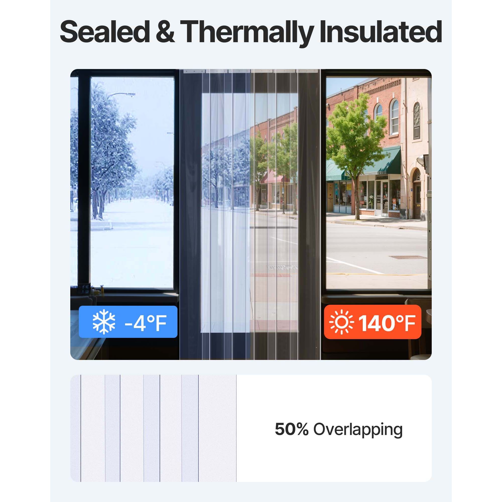 Strip Curtain PVC Door Curtain 244 x 244 cm Cooler Freezer Clear Plastic โ image 4