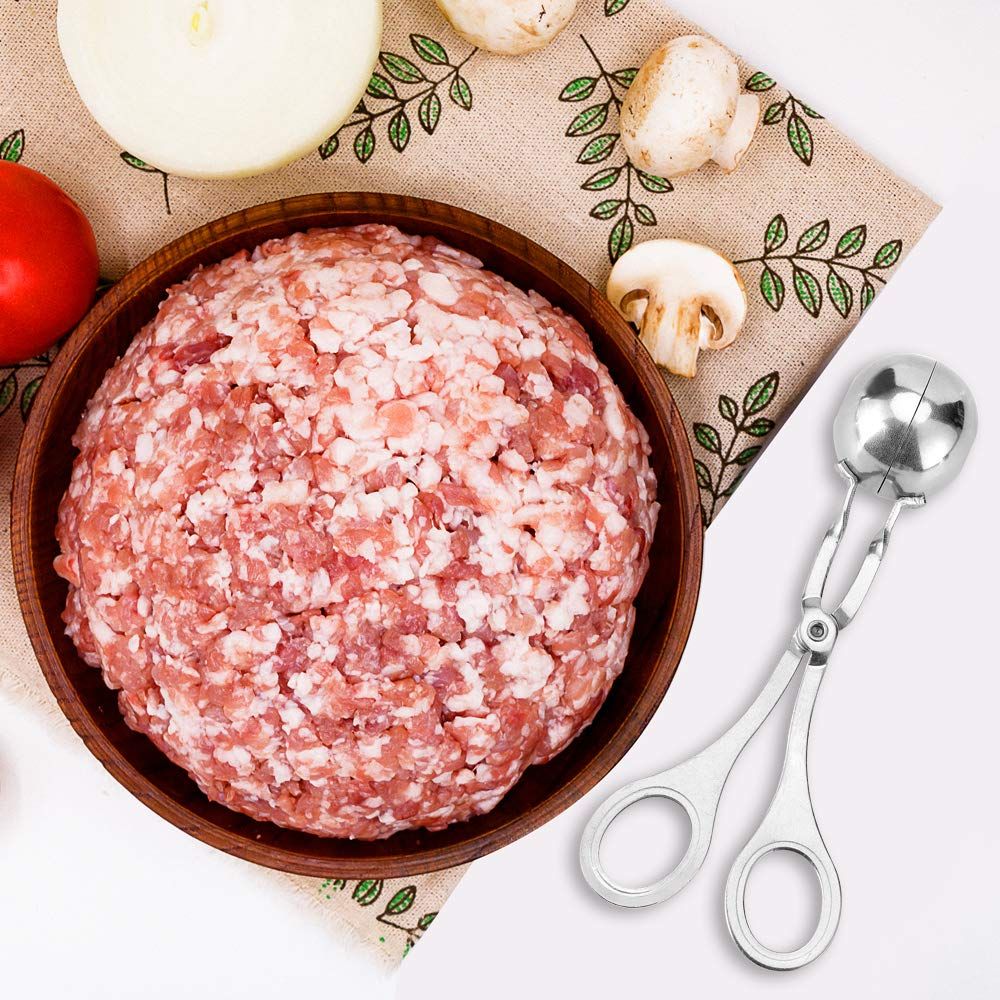 Stainless Steel Meat Baller - Cookie Dough Scoop for Kitchen, Non-Stick Meatball Maker Tongs Spoon for Meatball, Fruits — image 2