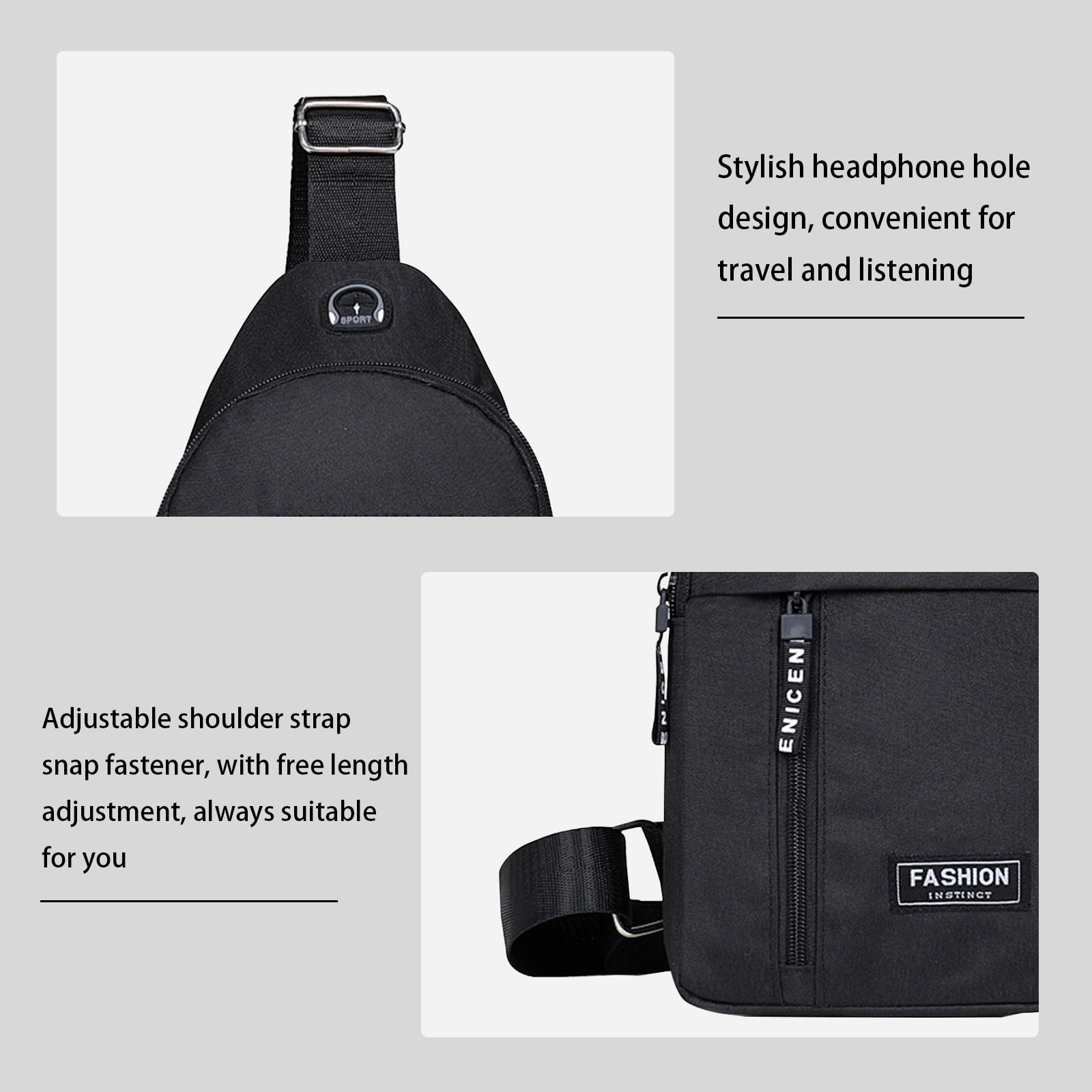 Sling Bag for Women, Crossbody Sling Backpack Small Sling Bag Multipurpose Crossbody Shoulder Bag Travel Hiking Backpack, Sling Bag for Men #2-Black — image 6