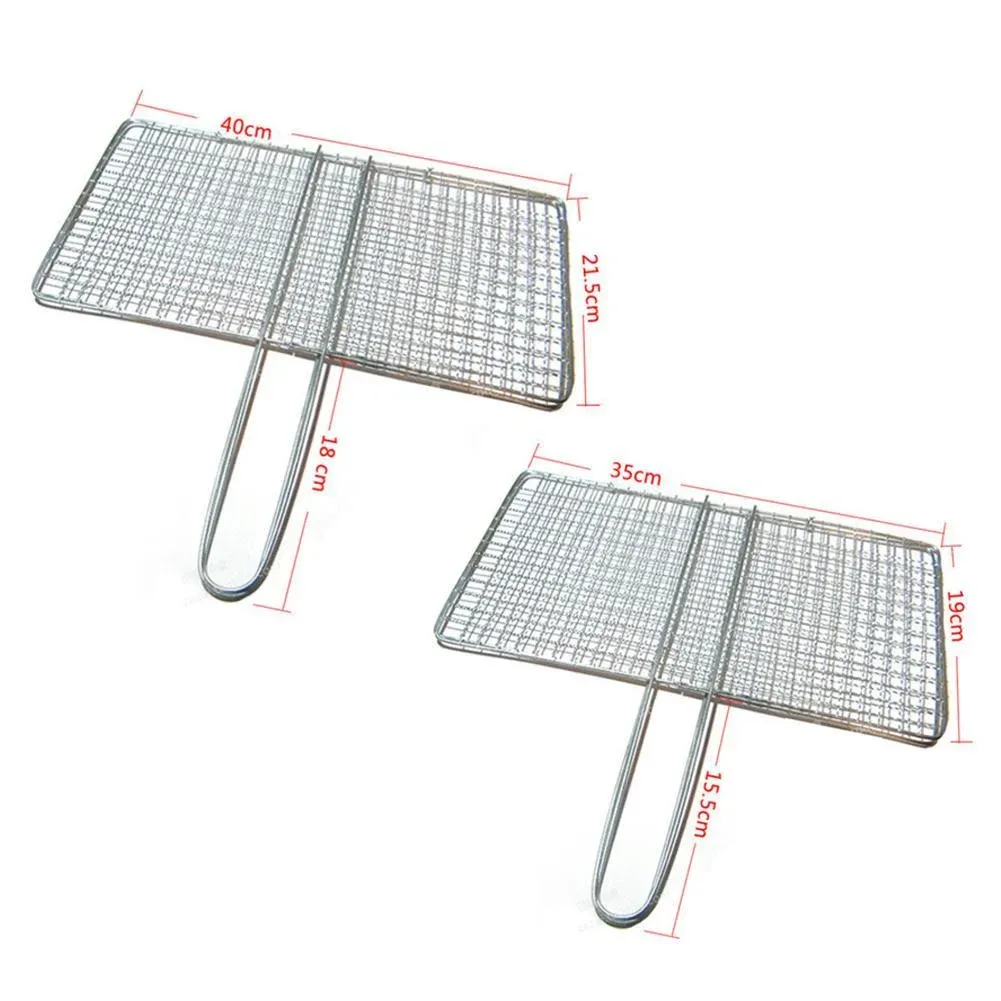 Non-Stick Fish Grilling Basket Metal Handle Barbecue Tool Meat Bacon Net BBQ Rack Grill Outdoor Steel Accessories โ image 4
