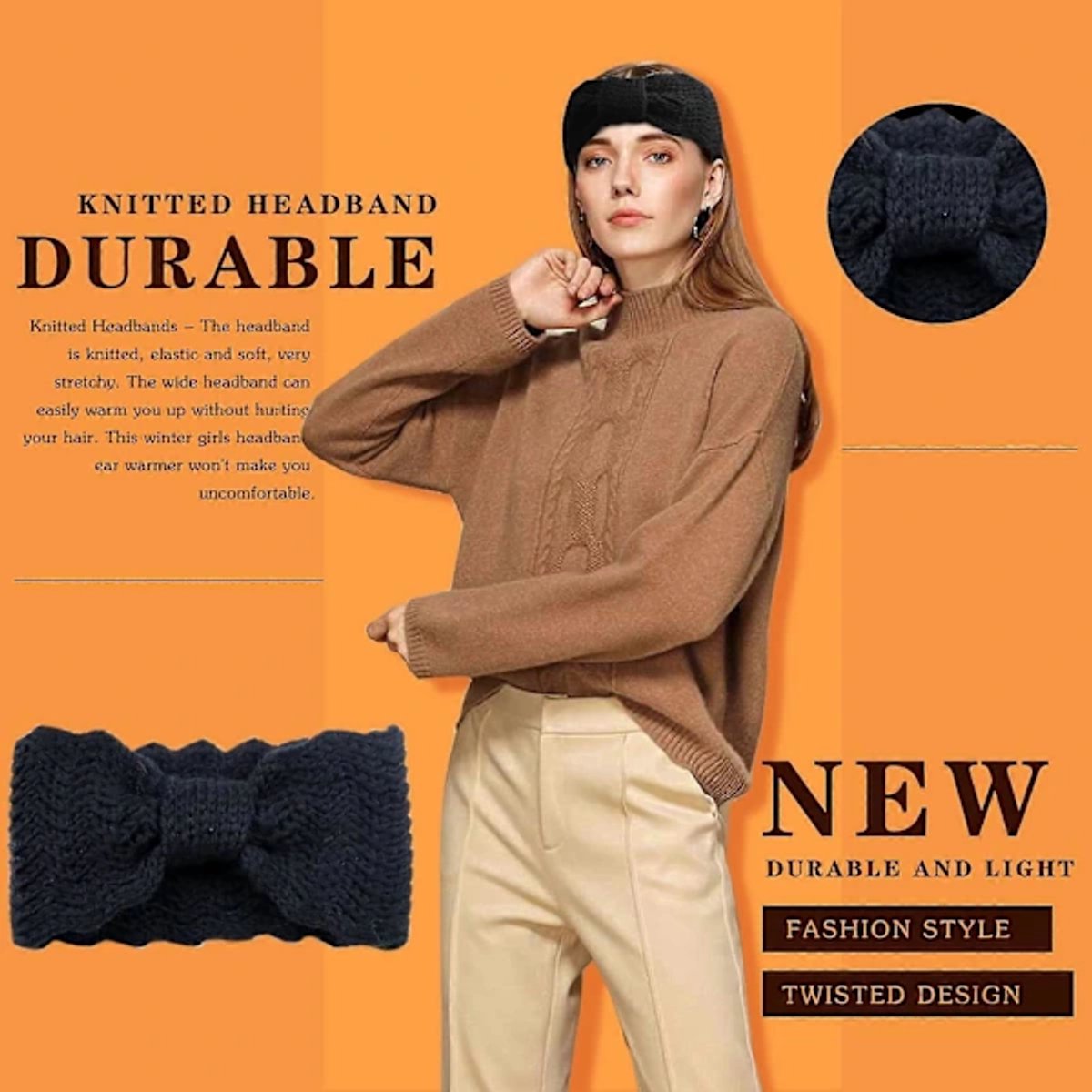 Women's Headbands 4-piece – Knitted, soft, for skiing/hiking — image 3