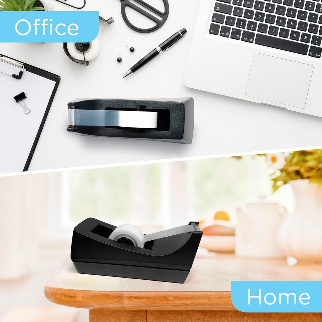 2 Pack Black Tape Dispenser Heavy Duty Desktop Holder with Anti-Slip Base for Office Home School Gift Wrapping (Tape Not Included) — image 5