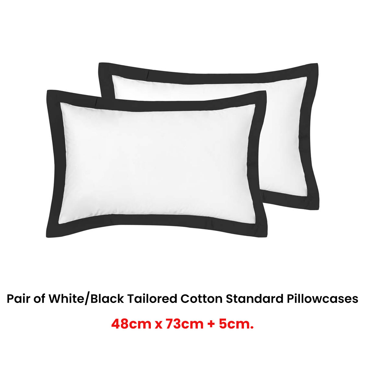 Accessorize Pair of White/Black Tailored Hotel Deluxe Cotton Standard Pillowcases โ image 2