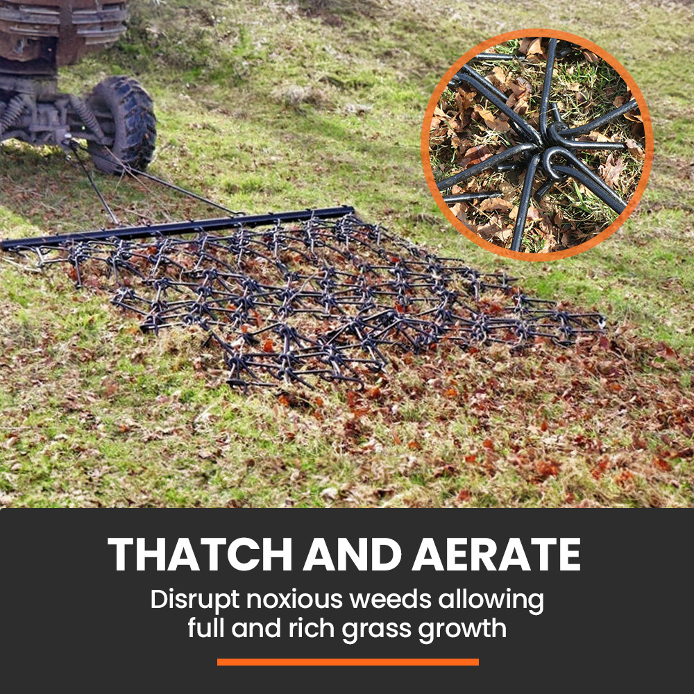 PlantCraft Tow Behind Drag Harrow Rake, 1.4m Wide, for Ride-on Mower LawnTractor on Pasture Paddock — image 5