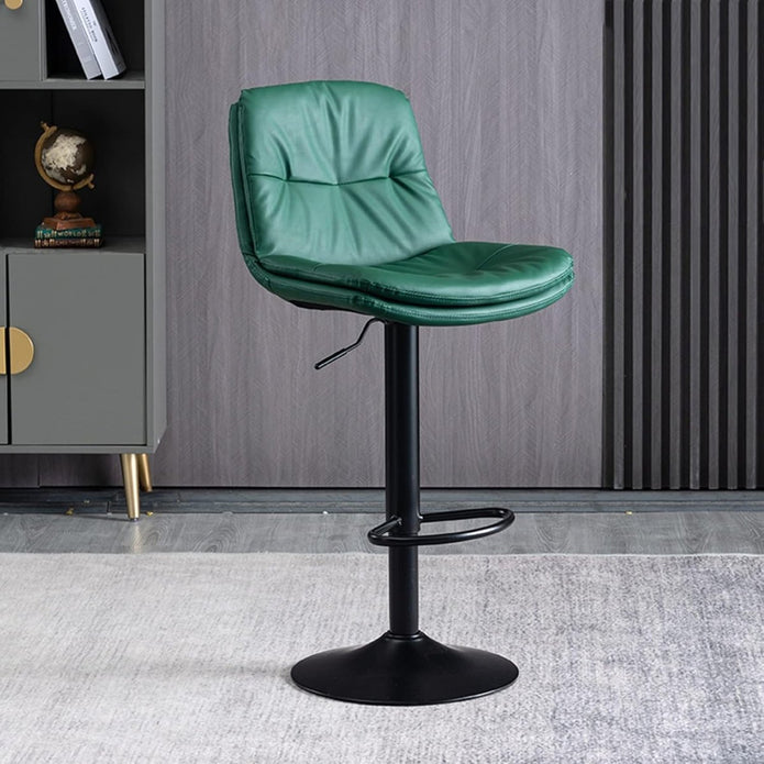 SERENITà Bar Stools Kitchen Bar Stool Leather Barstools Swivel Gas Lift Counter Chairs BS8406 Green — image 3