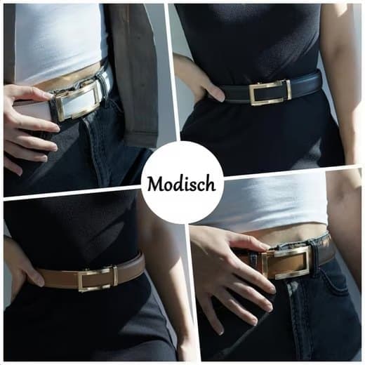 Leather Belt Unisex 3.5 cm with Adjustable Buckle, 125 cm, Yellow โ image 3