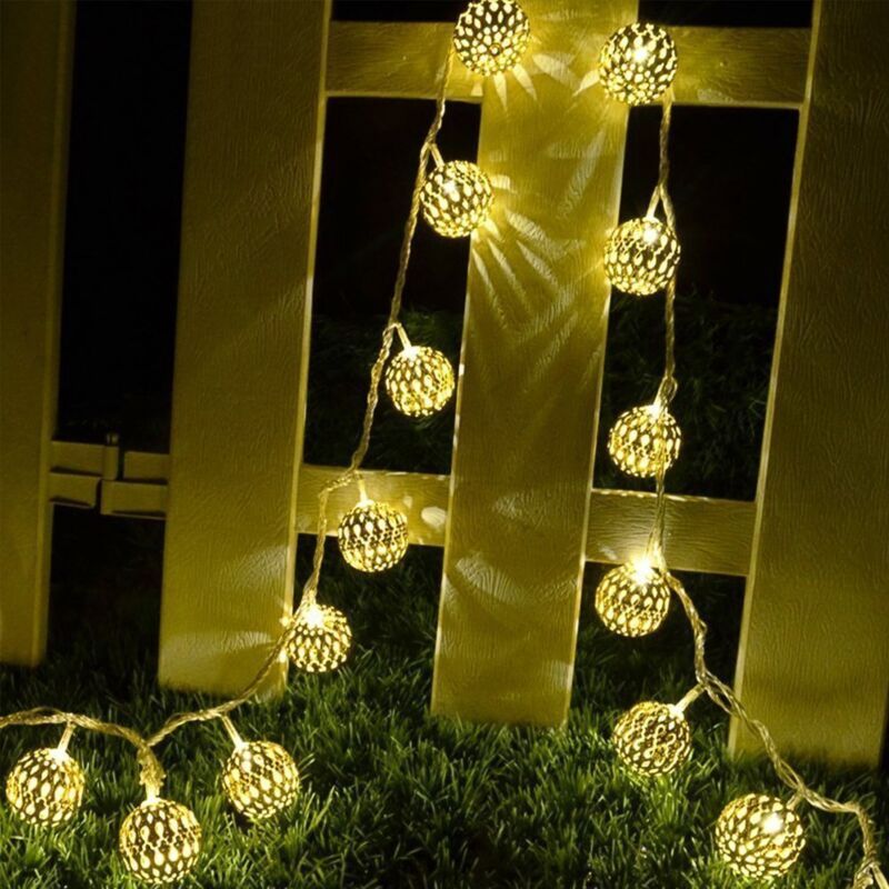 20 LED Solar String Lights Moroccan Ball Warm White Waterproof, 5 m — image 2