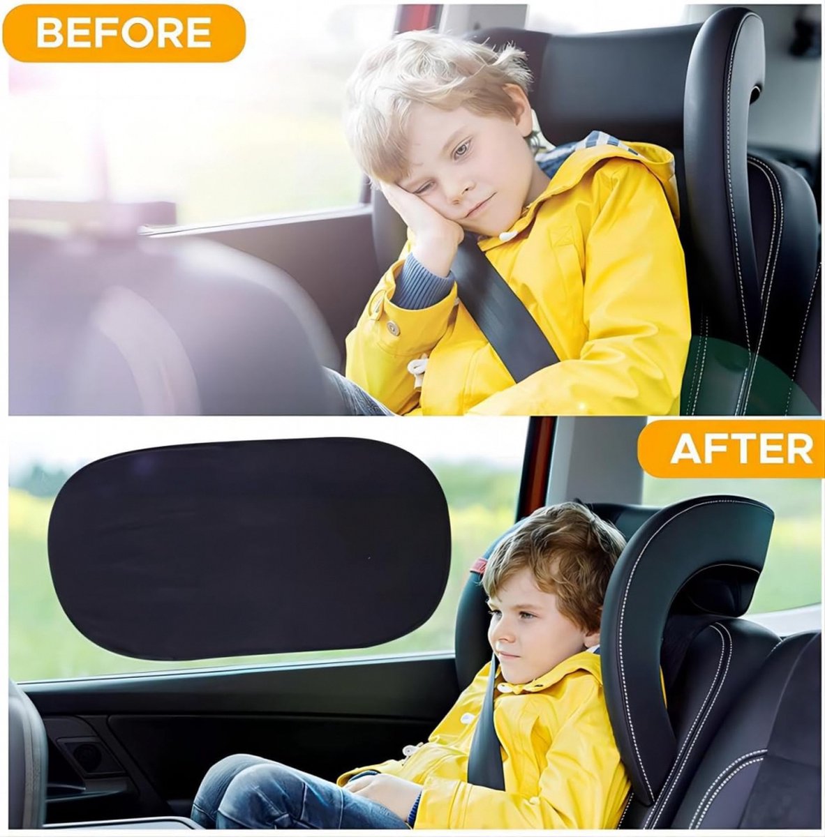 Car Sunshade - Car Sunshade Side Window - 1 Pair 50 x 30 Cm and 1 Pair 44 x 38 Cm - Baby Car Sunshade - Electrostatic Adsorption - Privacy Protection - Car Sun — image 2