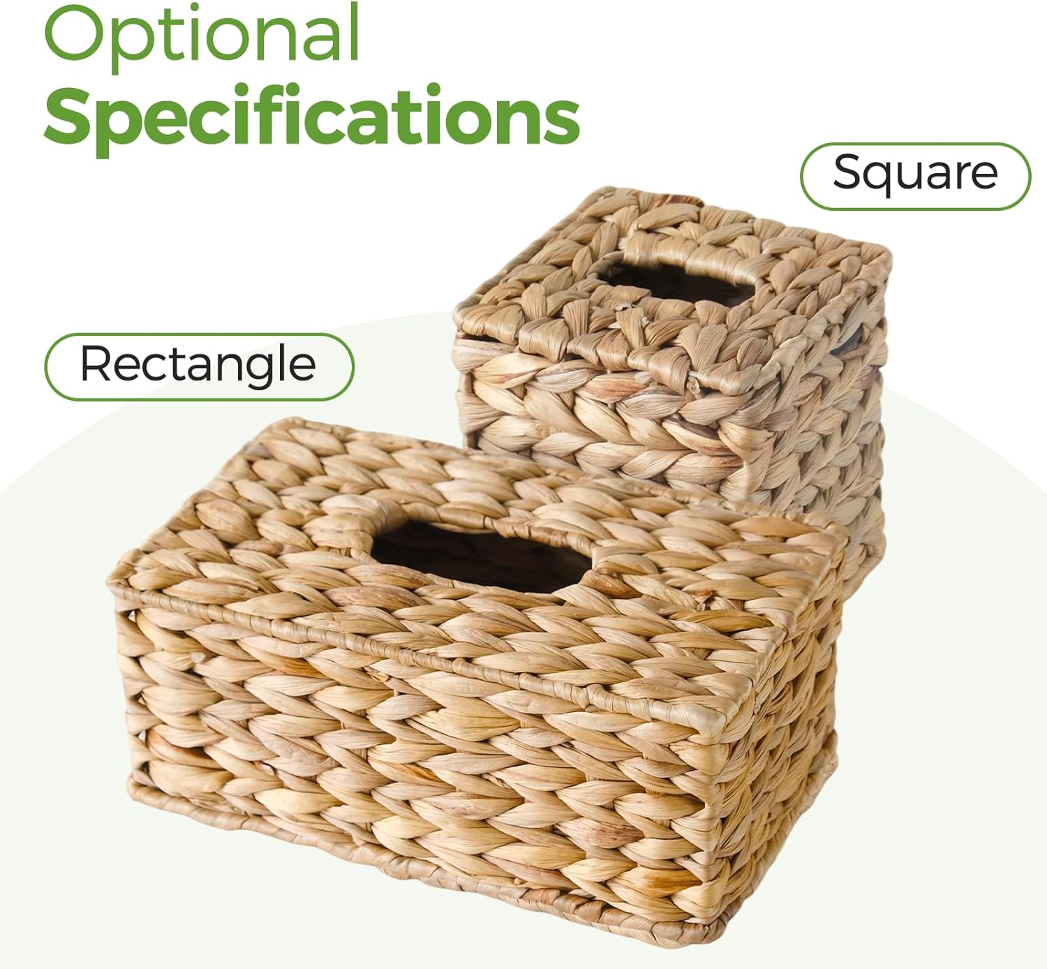 Tissue Box Cover, Square Wicker Tissue Box Holder Facial Tissues Boxes, Hand Woven Napkin Box Tissue Holder for Bathroom Bedroom Office Table Desk Night Stand — image 6