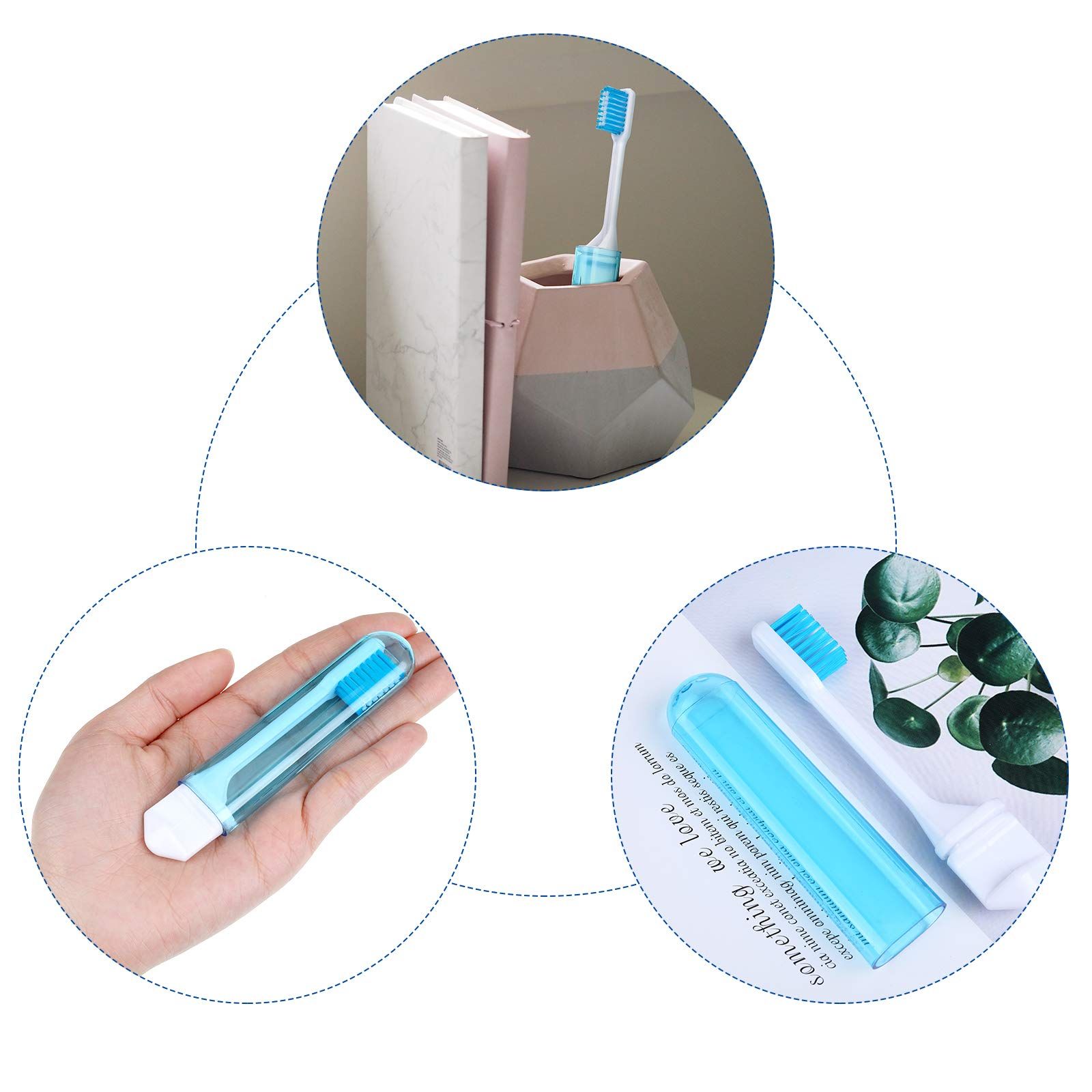 2pcs Travel Toothbrush Bulk Folding Mini Toothbrush with Toothbrush Cover, Soft Drinking, Travel Size Toothbrush — image 2