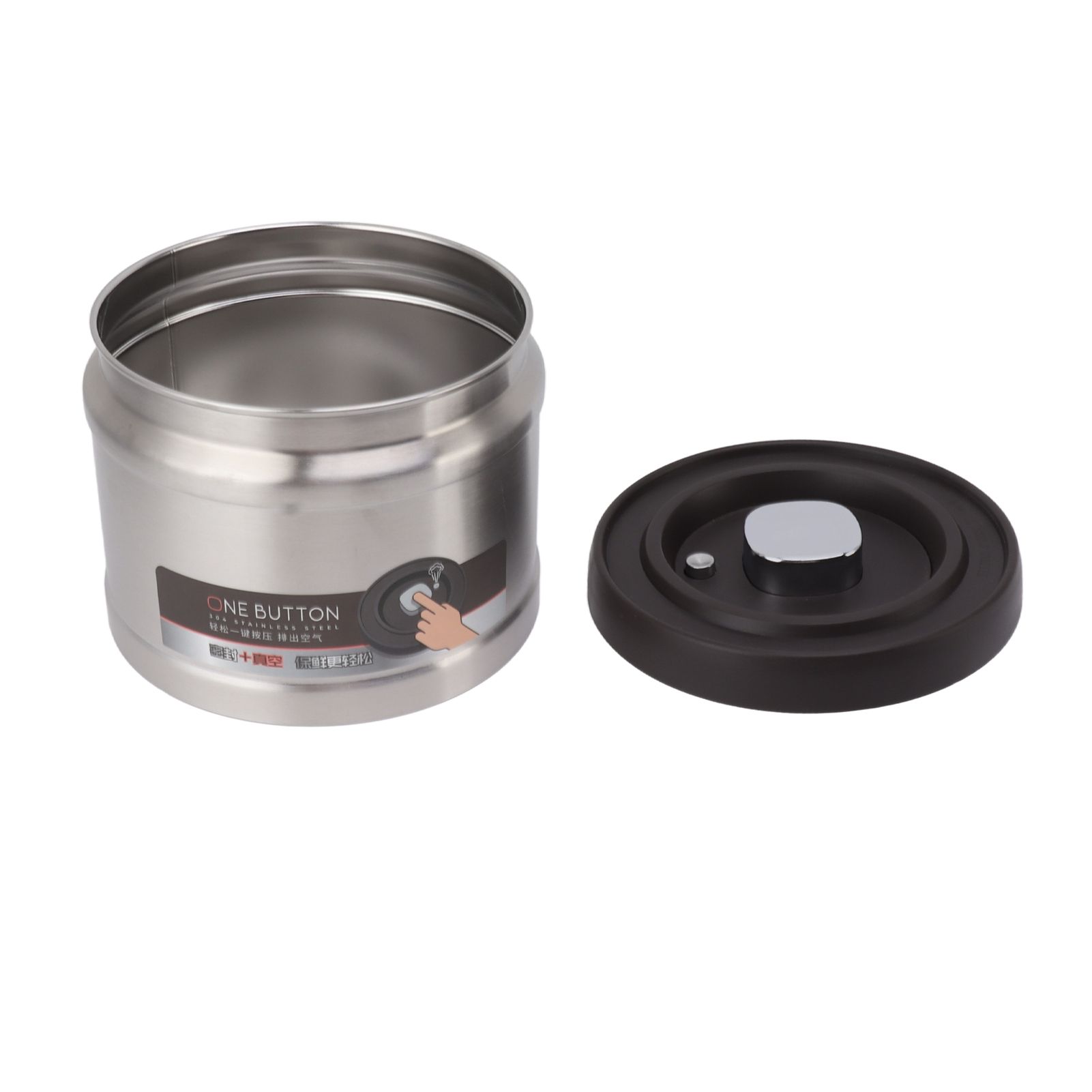 Vacuum Sealed Coffee Container 304 Stainless Steel Press Type Airtight Food Storage Container for Coffee Beans Tea Nuts 750ML Stainless Steel Natural Color โ image 5