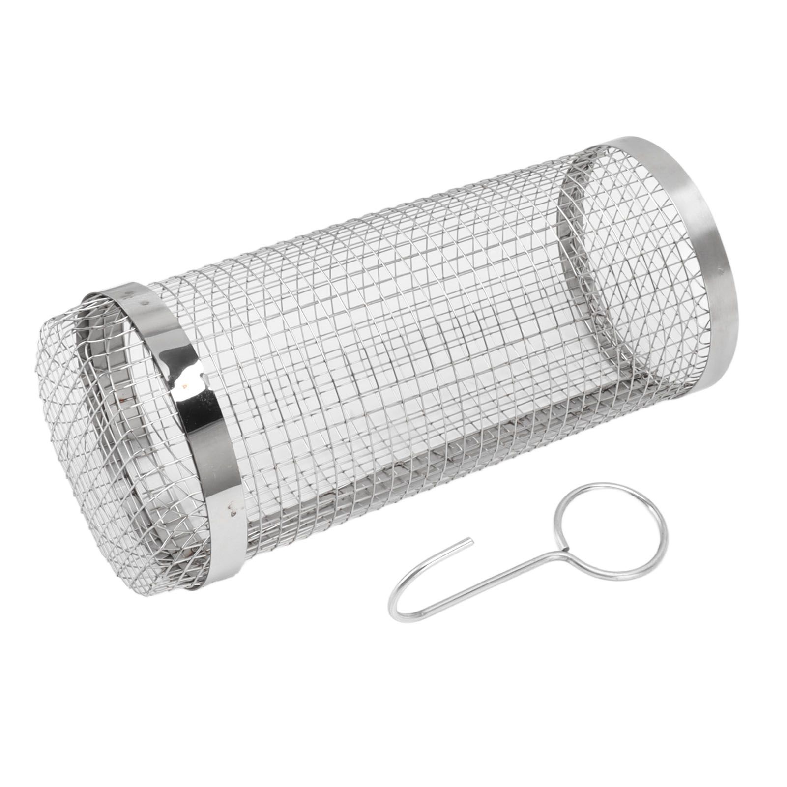 Barbecue Grilling Basket Stainless Steel Heat Resistant Rust Prevention BBQ Grill Cage with Hook for Camping Party 20cm/7.9in — image 5