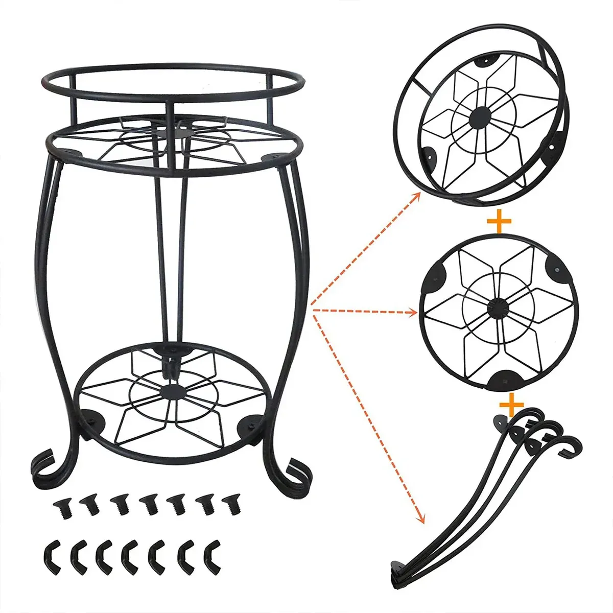Foldable Plant Stand 2 Tier Metal Flower Shelf for Indoor Outdoor โ image 5