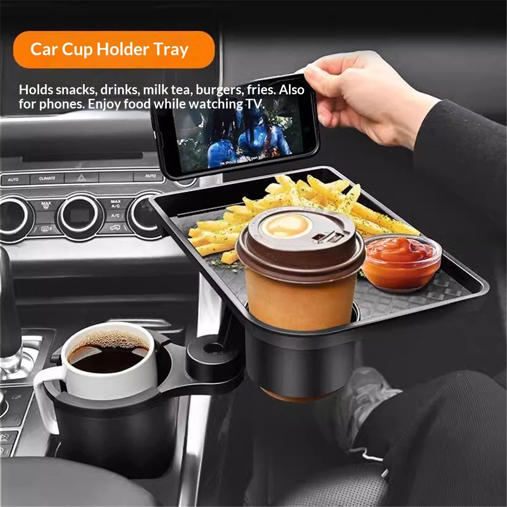 This Cup Holder Tray for Car, 2 in 1 Car Food Table Tray with Solid Base & Phone Slot,Car Cup Holder Expander Tray for Travel Road Essentials โ image 2