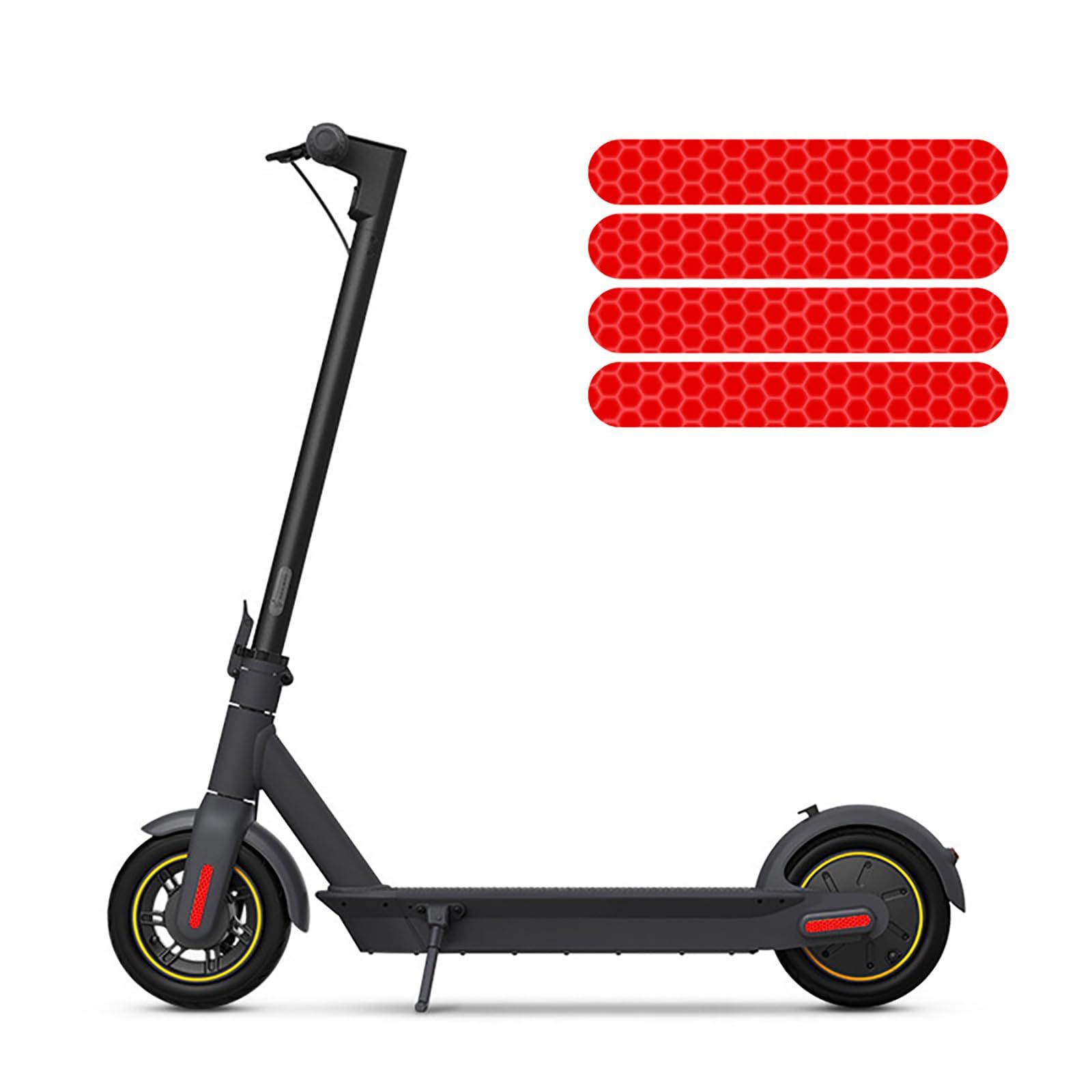 4ps rear wheel cover reflective sticker compatible with electric scooter red sticker left/right accessory reflective sticker โ image 3