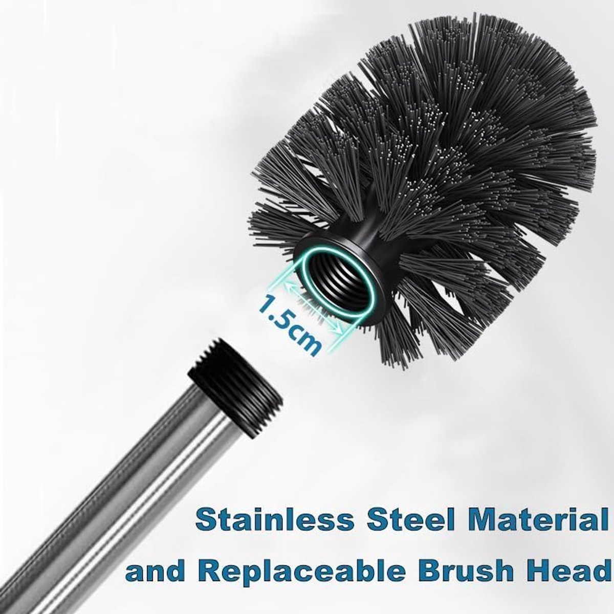 2 pieces - Toilet brush - Stainless steel toilet brush - With screw head - WC brush - Toilet brush - With handle - Stainless steel handle - Universal — image 4