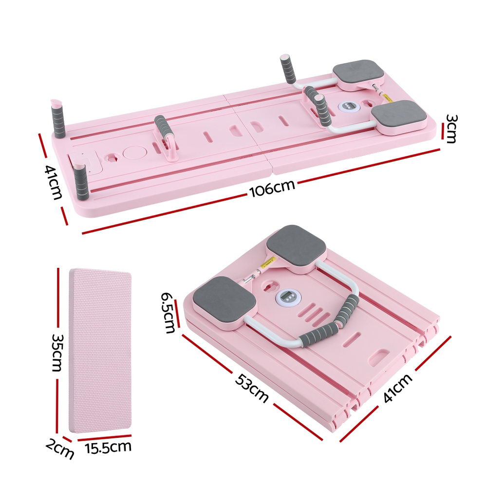 Everfit Pilates Board Foldable Reformer Multi Functional Exercise Trainer Pink — image 2