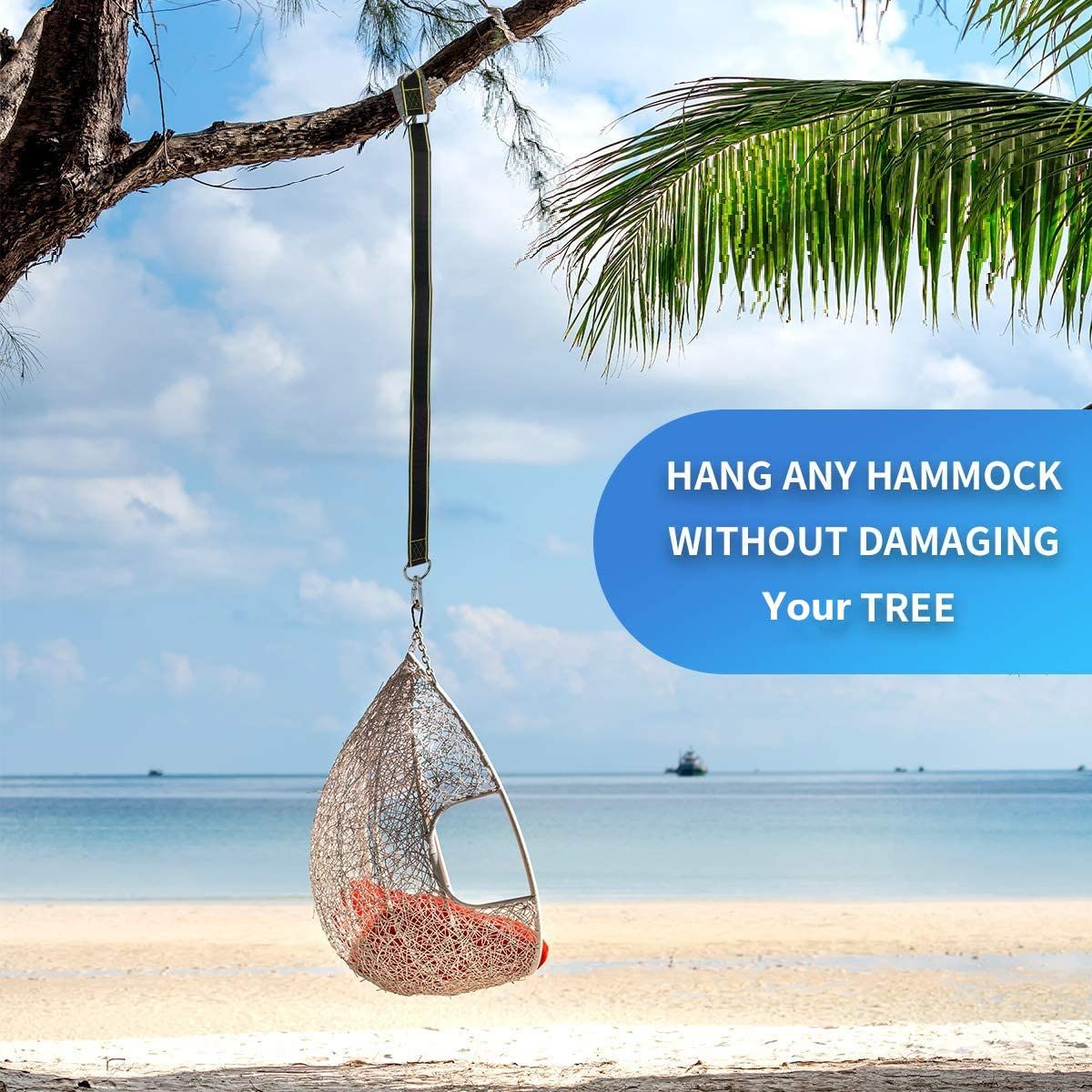 Hanging Straps Kit -5ftx2 Hammock Straps with 2 Heavy Duty Locking Carabiners and 2 Tree Protectors, Polyester Straps Perfect — image 2