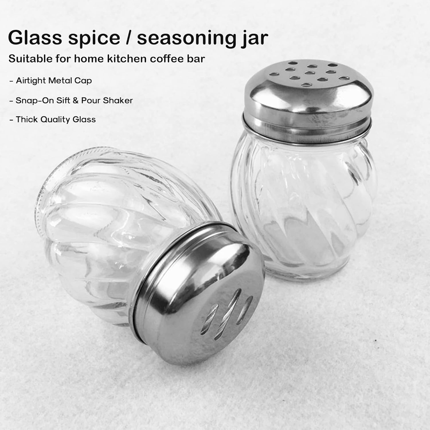 Salt and Pepper Shakers with Stainless Tops Set of 2 (Chesse Shakers) — image 3