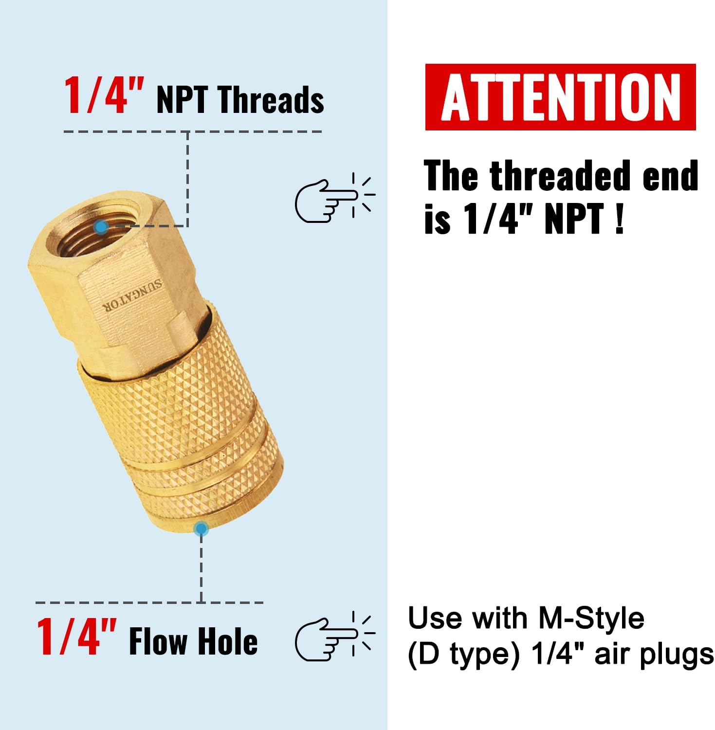 1/4'' Air Hose fittings, 10-Pack Brass 1/4 Inch NTP Female Industrial Coupler, 1/4'' Air Line Quick Connect Fittings for Auto Shop, Compressor Hose Repair Kit — image 3