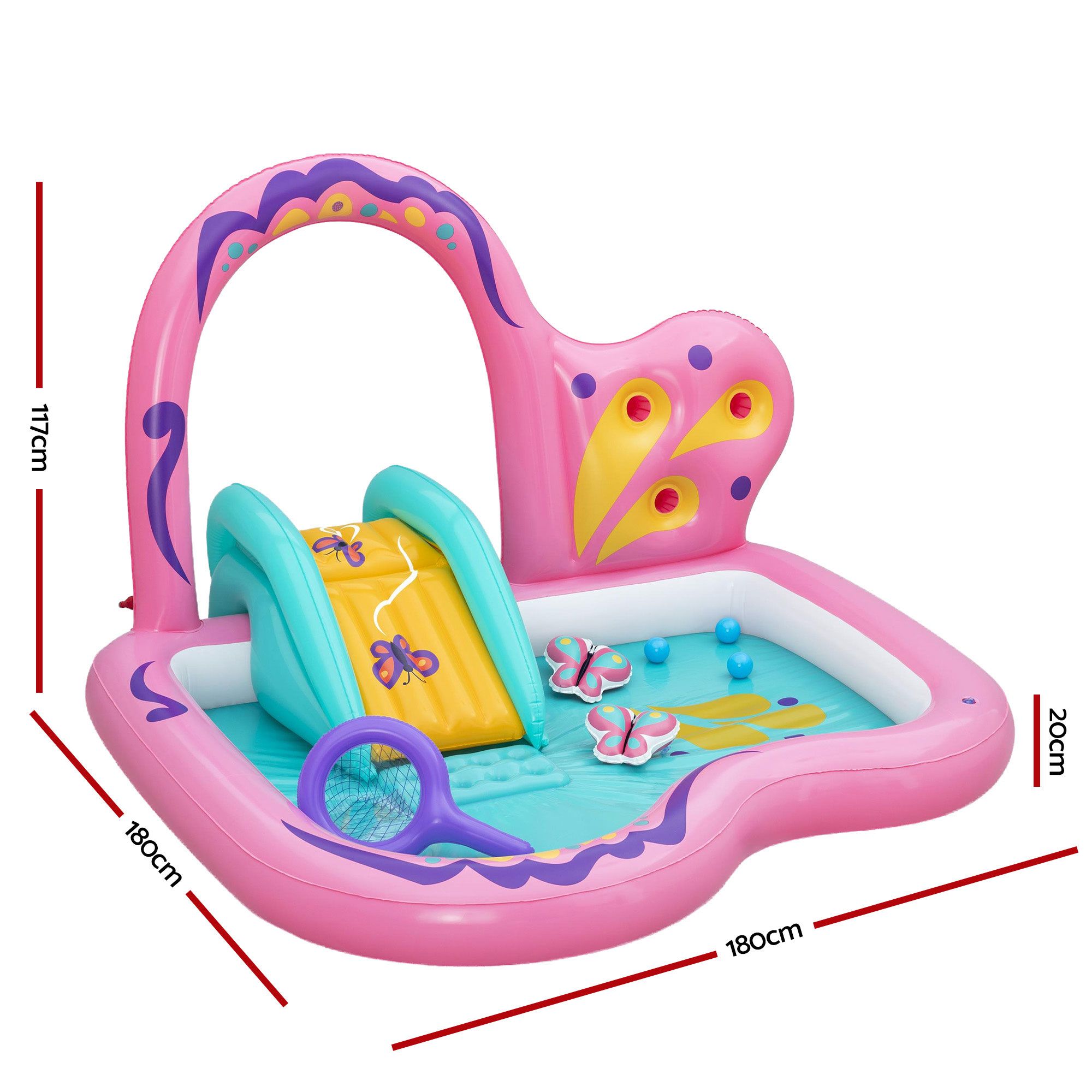 Bestway Inflatable Butterfly Kids Play Pool Park with Slide 180cm Pink โ image 2