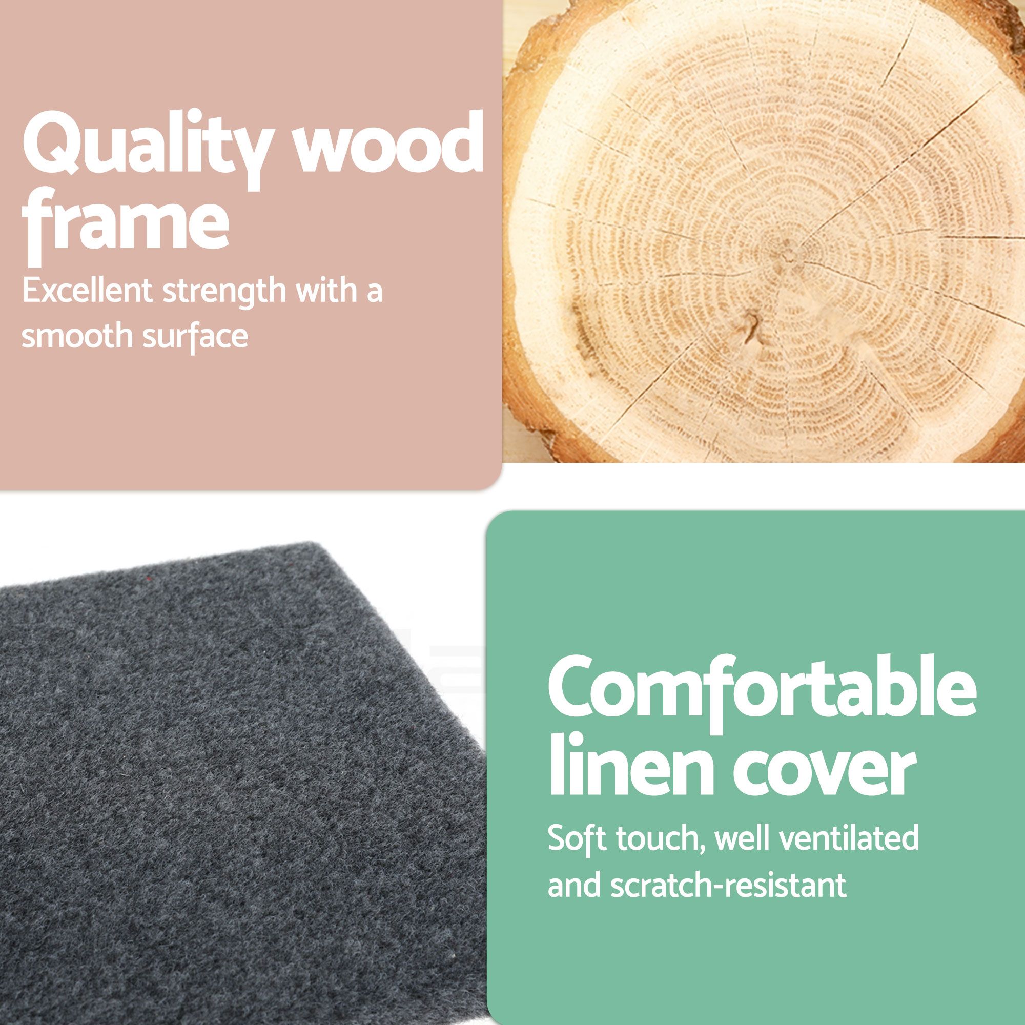 i.Pet Cat Tree 290cm Tower Scratching Post Scratcher Floor to Ceiling Cats Bed Grey — image 6