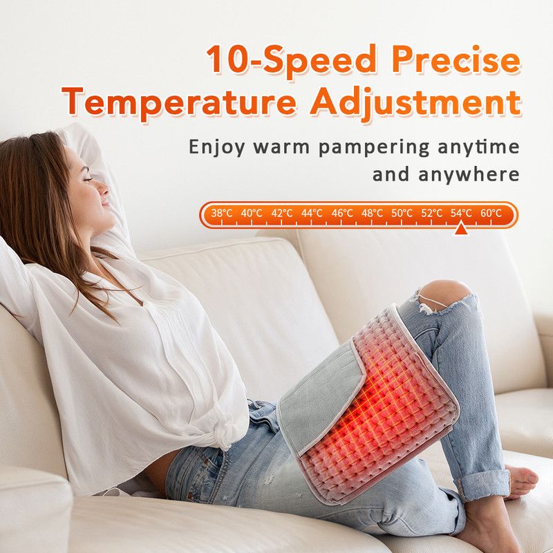 Electric Heating Waist Belt with Hand Warmer Pocket, 10 Heat Levels & 4 Timer Auto Off, Soft Plush Thermal Heating Pad for Back Abdomen Shoulder-Gray — image 5