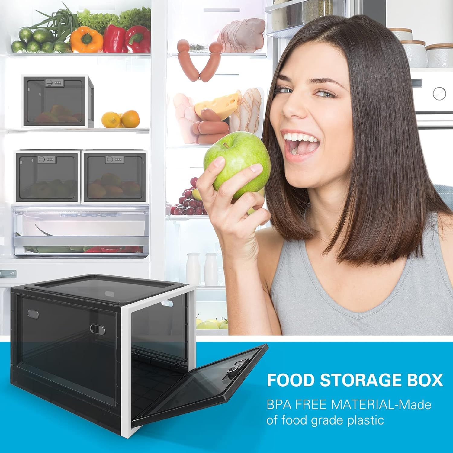 Large Capacity Medication Lock Box, Fridge Lock Box for Medicine Safe, Locking Medicine Box with Code for Snack, Food and Home Safety