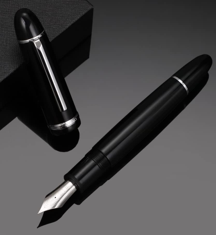 Black Fountain Pen 0.7mm Fine Point Silver Trim Smooth Writing Instrument with Converter Fine Point Silver Trim Smooth Writing โ image 4