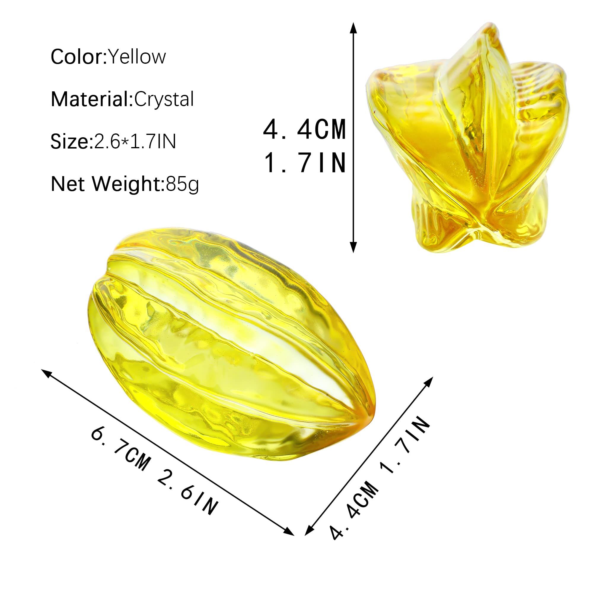 Handmade Blown Glass Star Fruit Collectibles Figurines Crystal Carambola Ornaments for Home Office Table Decoration for Mum Yellow — image 5