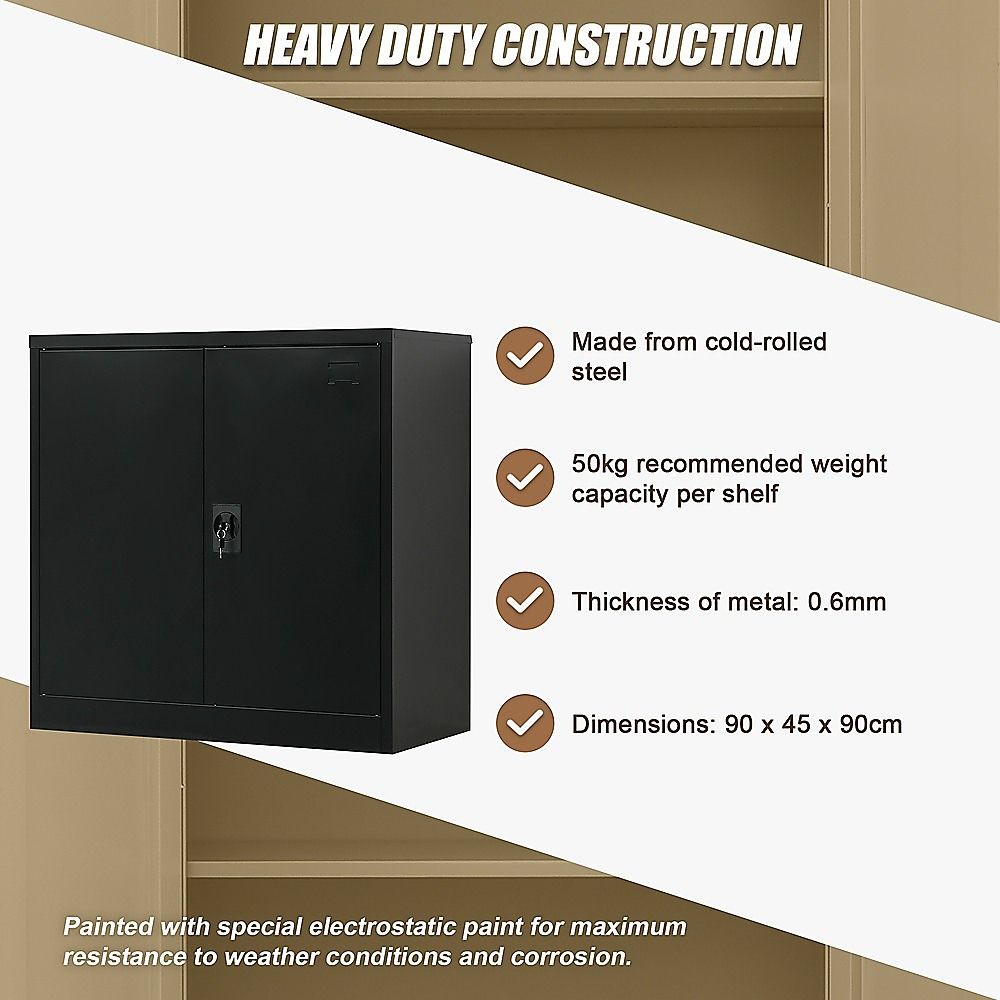 Two-Door Metal Locker – Black without Legs — image 5