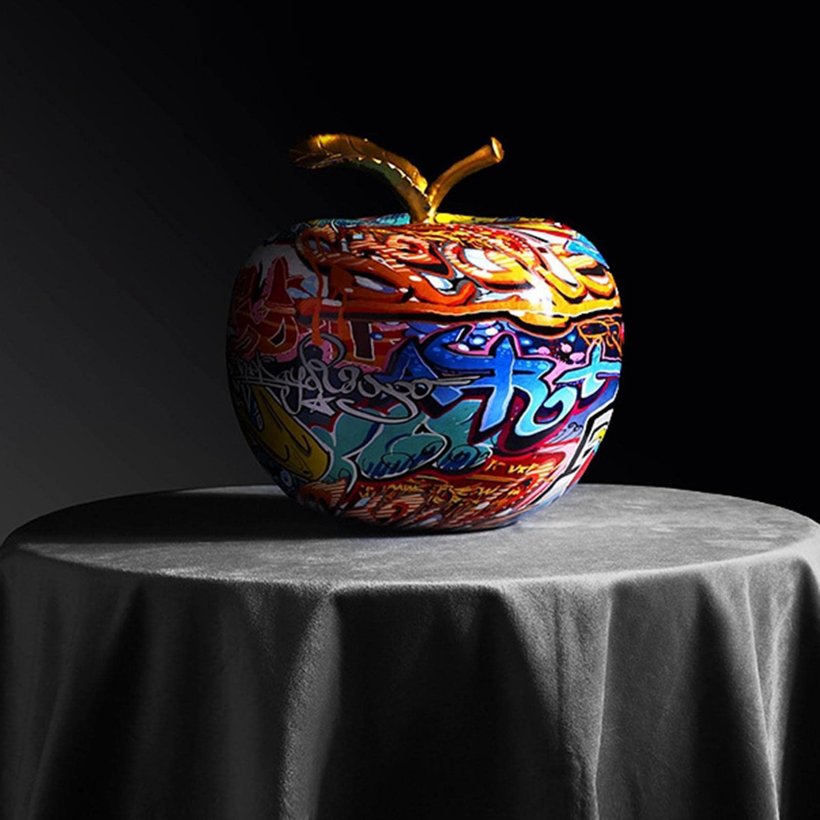 Modern Colourful Apple Resin Sculpture Creative Graffiti Simulation Apple Art Statue Decoration Birthday Gift 20 × 20 cm — image 4