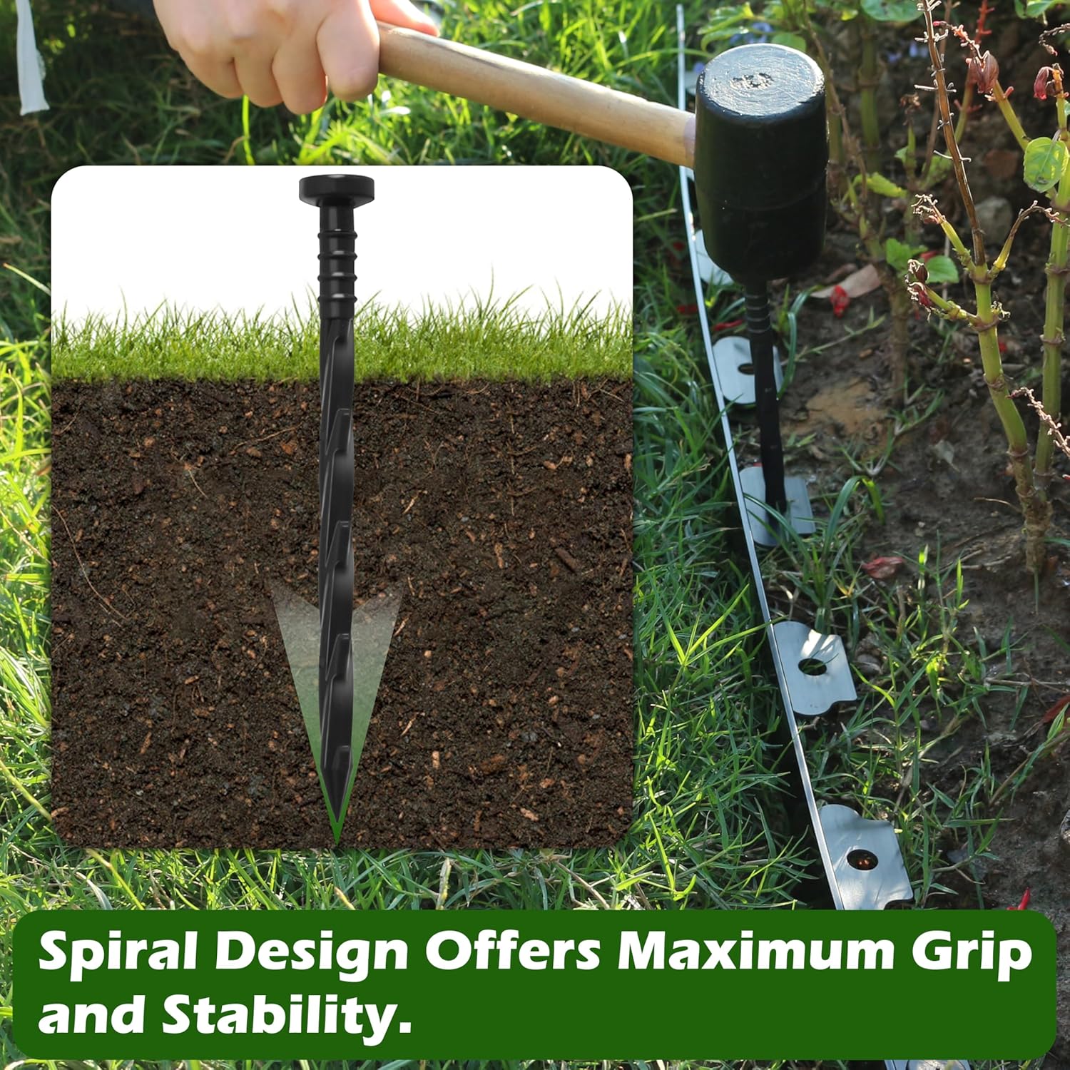 30 pcs Landscape Edging Anchoring Spikes, 6 inches Yard Lawn Paver Edging Stakes for Weed Barrier, Garden Fence, Artificial Turf — image 4