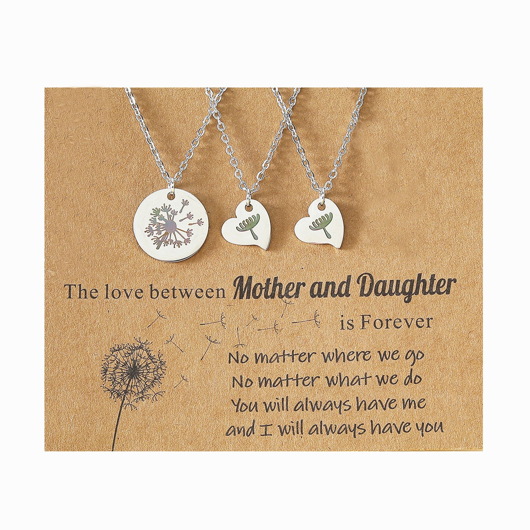 Dandelion Gifts for Mom Daughter, Matching Dandelion Necklace for Mother Daughter Necklace Set for 3, Mother's Day Birthday — image 5