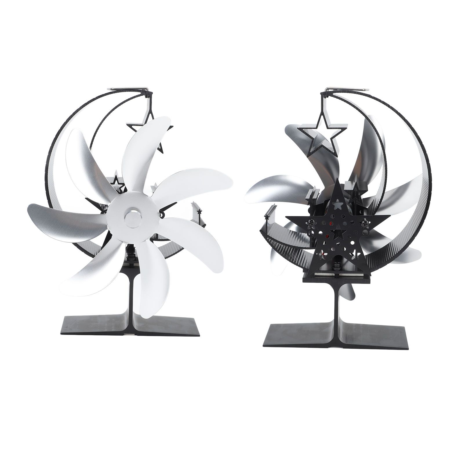 Heat Powered Stove Fan 7 Blade Moon Model Silent Operation Circulating Warm Air Highly Efficient Log Burner Fan For Wood Stove Accessories Silver โ image 4
