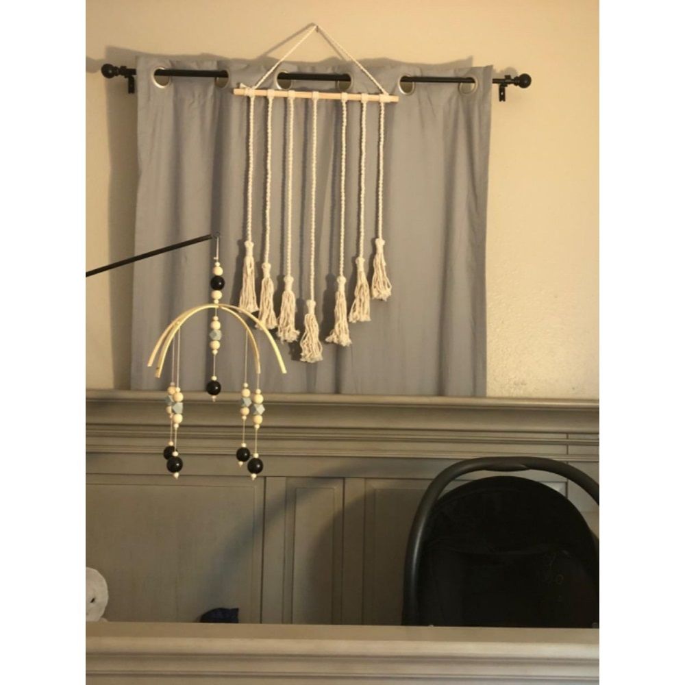Hanging Photo Display Wall Decor - Handwoven Boho Picture Collage Decor Hanger with 8Wooden Clips & Cotton String Holder Organizer for Bedroom, Living Room โ image 2