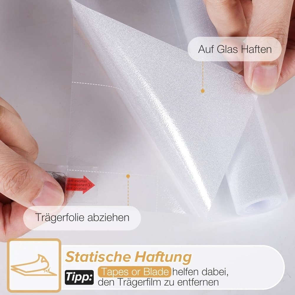 Frosted window film for privacy, self-adhesive UV protection film, transparent, for bathrooms and offices, 45cmx5m — image 6