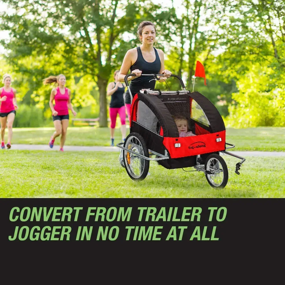 Tag-Along Kids Bike Trailer Child Bicycle Pram Stroller Children Wheel Jogger Red โ image 3