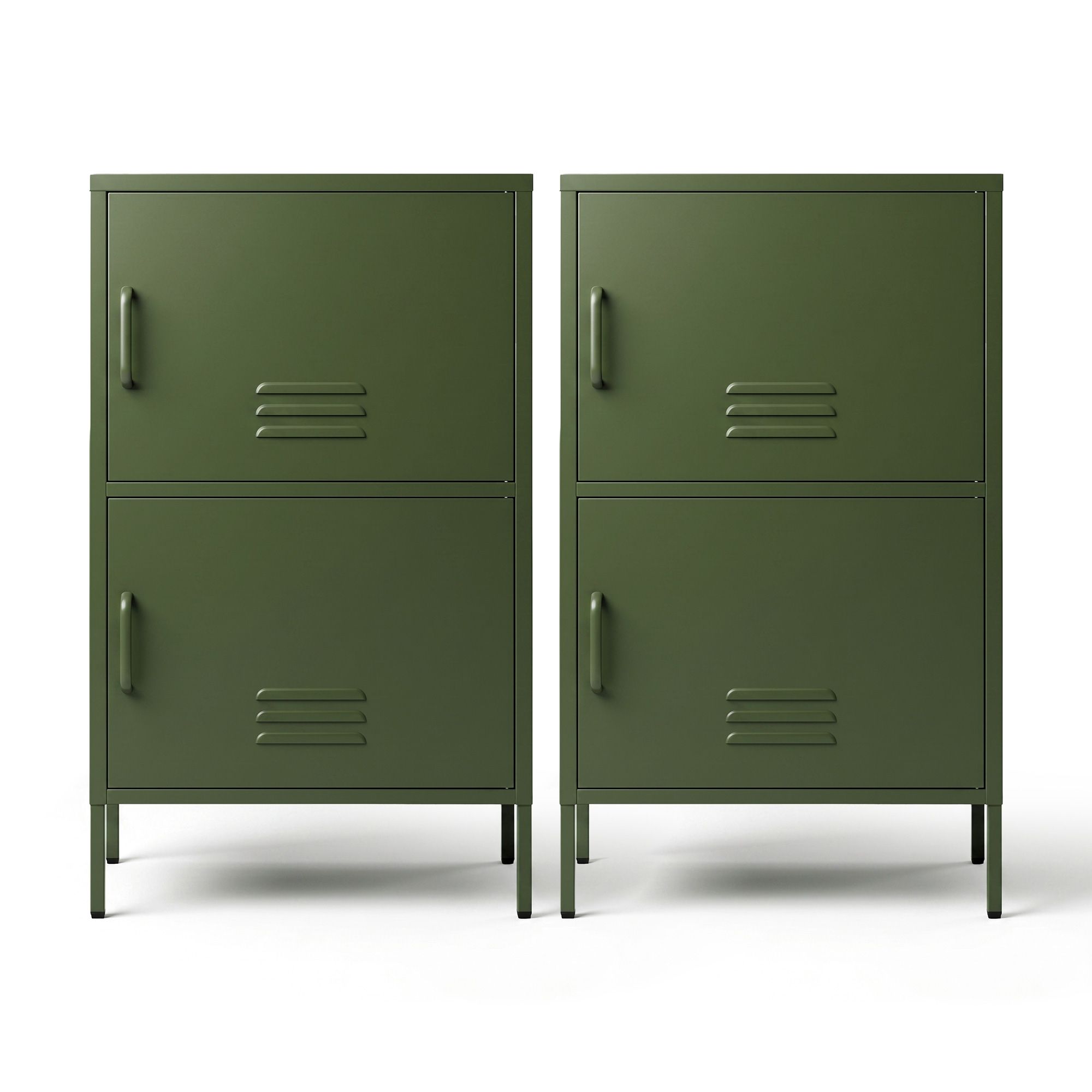 Artiss 2x Buffet Sideboard Cabinet Storage Cupboard 2 Doors Metal Green DOUBLE โ image 4