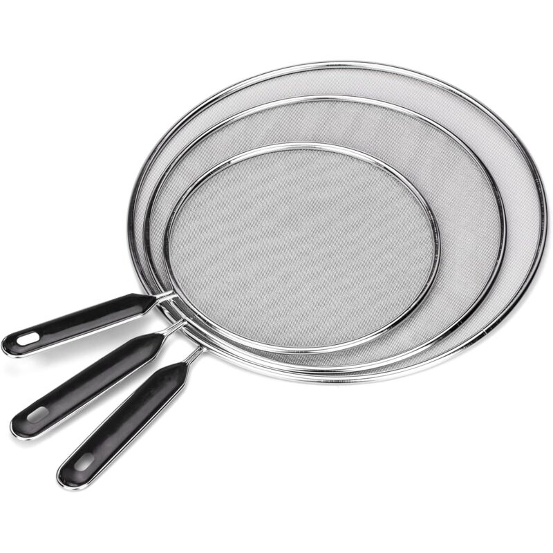 3 Pieces Splash Guard Stainless Steel Splash Cover With Handle Kitchen Splash Guard 25Cm 29Cm 33Cm